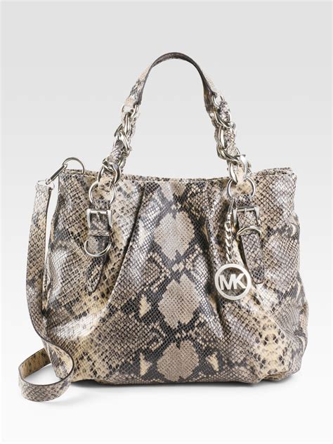 michael kors python embossed purse|Michael Kors black snakeskin purse.